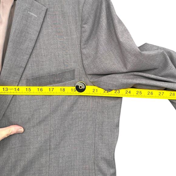 Hockerty Grey Bespoke Custom 2 Button Notched Lapel Blazer Jacket Mens 46 - Picture 6 of 10